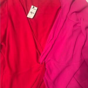 Express Women's Blouse in Red and Pink